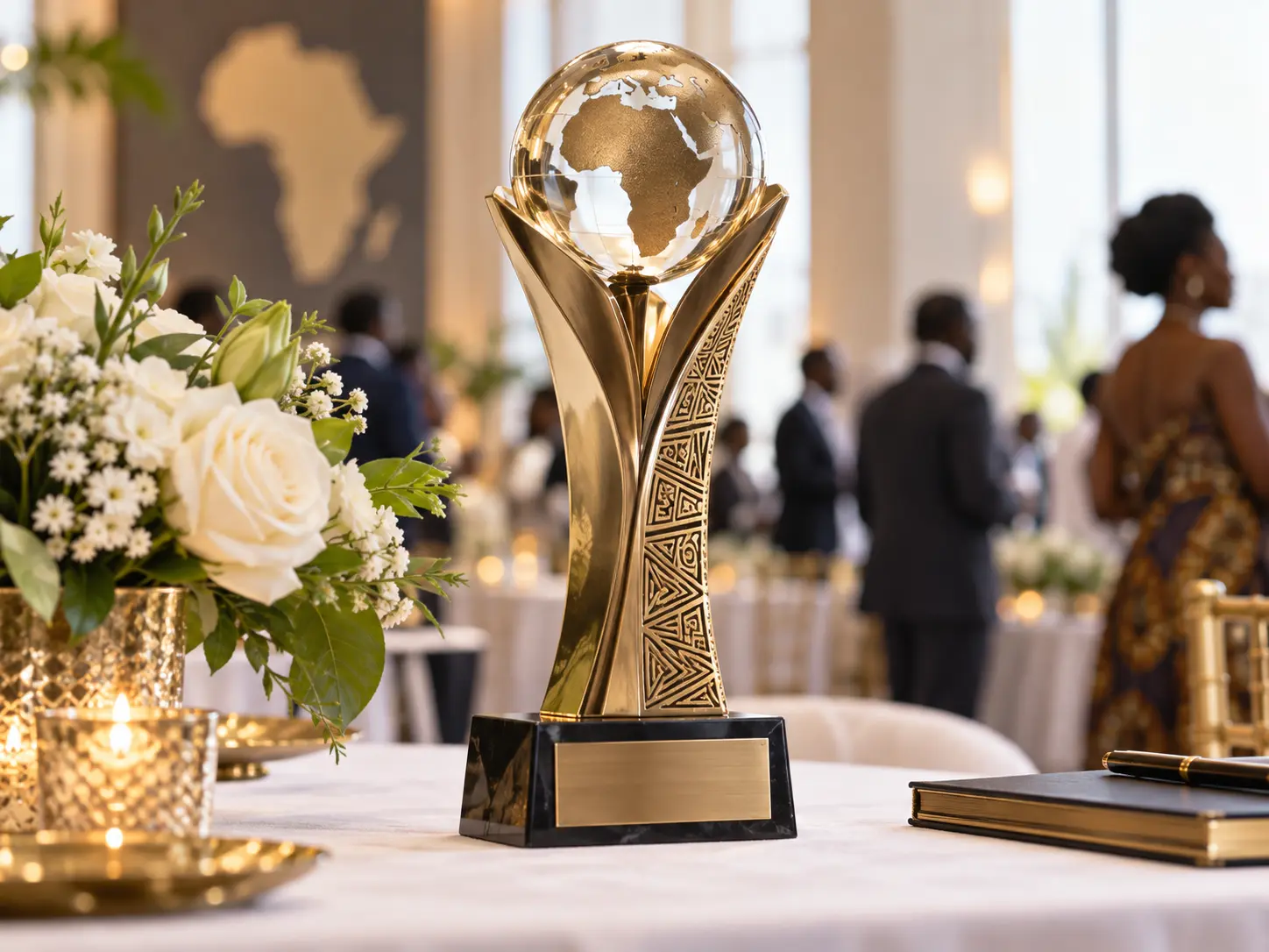 AHHS-inspired trophy displayed in an elegant recognition setting